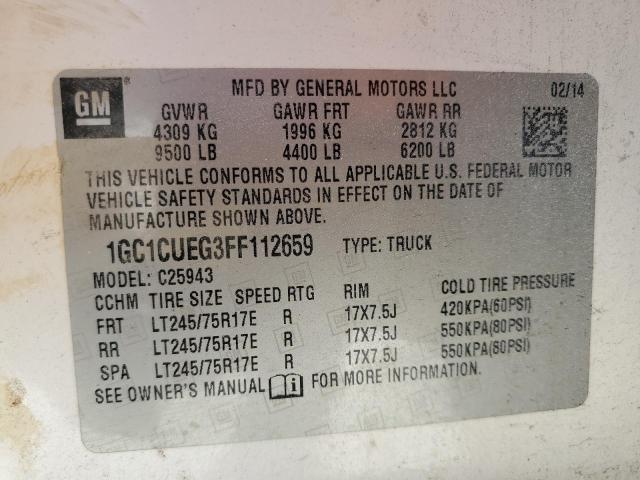 1GC1CUEG3FF112659 - 2015 CHEVROLET SILVERADO C2500 HEAVY DUTY WHITE photo 12