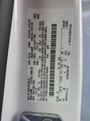 1FMCU9GDXJUC76982 - 2018 FORD ESCAPE SE WHITE photo 13