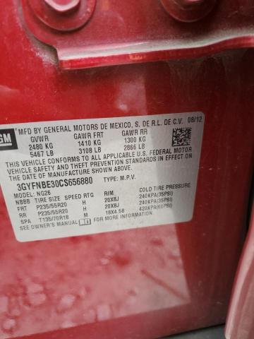 3GYFNBE30CS656880 - 2012 CADILLAC SRX PERFORMANCE COLLECTION Burgund zdjęcie 13