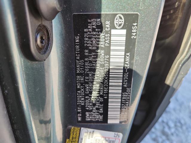 4T1BE32K45U039776 - 2005 TOYOTA CAMRY LE 绿色 照片 12