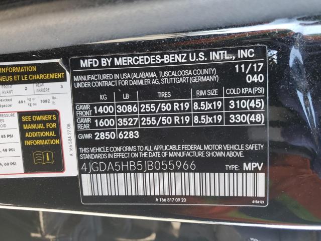 4JGDA5HB5JB055966 - 2018 MERCEDES-BENZ GLE 350 4MATIC BLACK photo 13