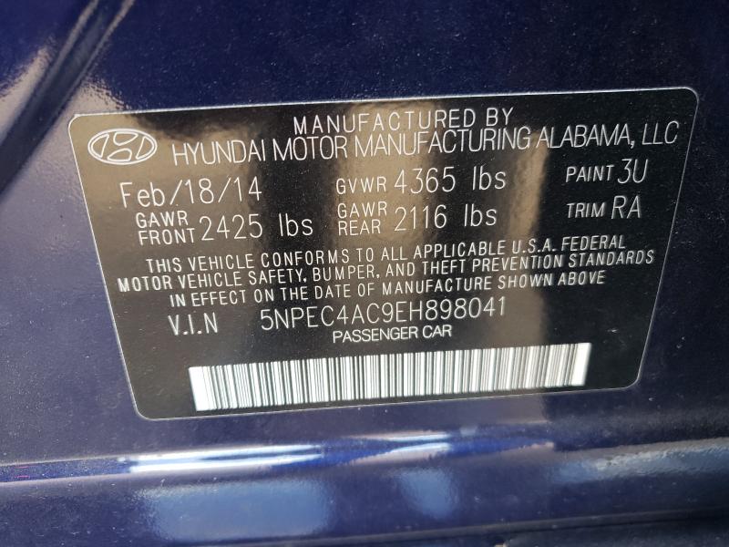 5NPEC4AC9EH898041 - 2014 HYUNDAI SONATA SE BLUE photo 12