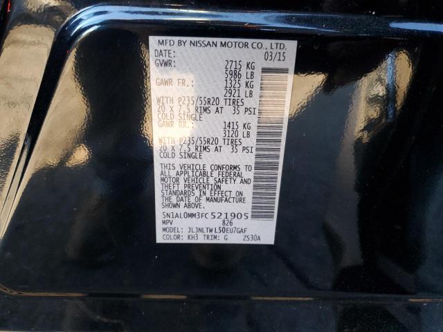 5N1AL0MM3FC521905 - 2015 INFINITI QX60 BLACK photo 14