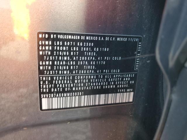 3VV2B7AX9MM039391 - 2021 VOLKSWAGEN TIGUAN SE Boz foto 13
