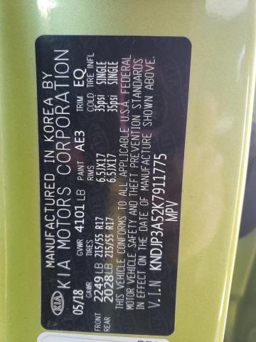 KNDJP3A52K7911775 - 2019 KIA SOUL + GREEN photo 12
