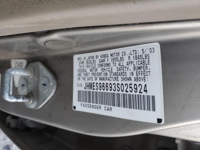 JHMES96693S025924 - 2003 HONDA CIVIC HYBRID Gümüş foto 12