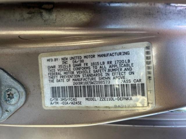 1NXBR18E5WZ098573 - 1998 TOYOTA COROLLA VE 米色 照片 10