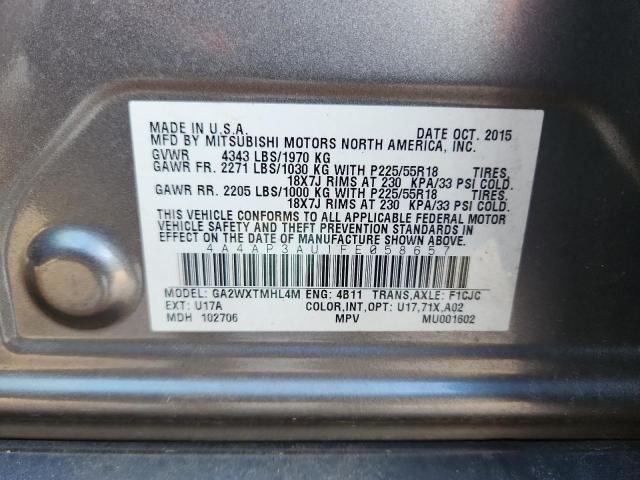 4A4AP3AU1FE058657 - 2015 MITSUBISHI OUTLANDER ES GRAY photo 13