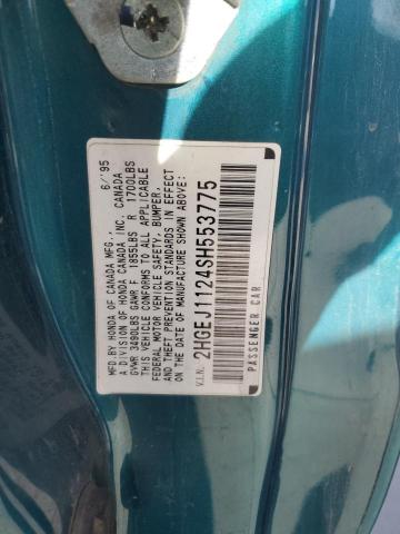 2HGEJ1124SH553775 - 1995 HONDA CIVIC EX TEAL photo 13
