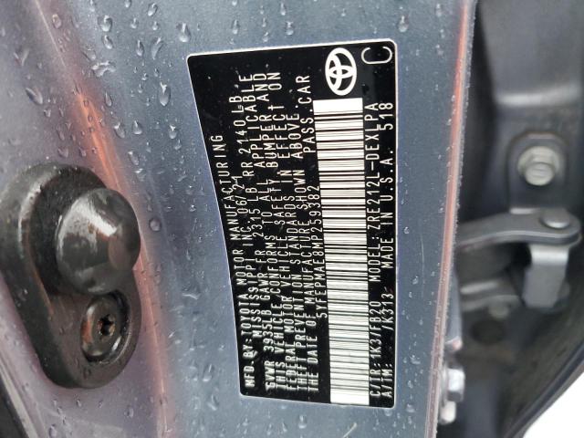 5YFEPMAE8MP259382 - 2021 TOYOTA COROLLA LE GRAY photo 12