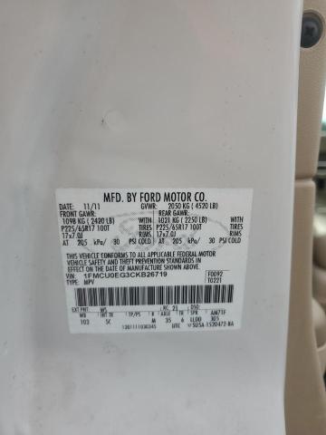 1FMCU0EG3CKB26719 - 2012 FORD ESCAPE LIMITED 白色 照片 13