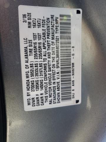 5FNRL38686B072521 - 2006 HONDA ODYSSEY EXL SILVER photo 12