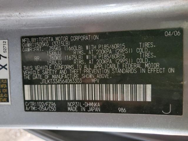 JTLKT334564083303 - 2006 TOYOTA SCION XB SILVER photo 12