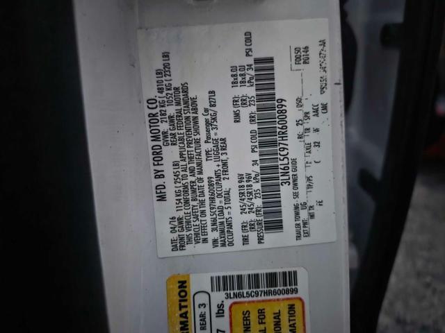 3LN6L5C97HR600899 - 2017 LINCOLN MKZ SELECT WHITE photo 10