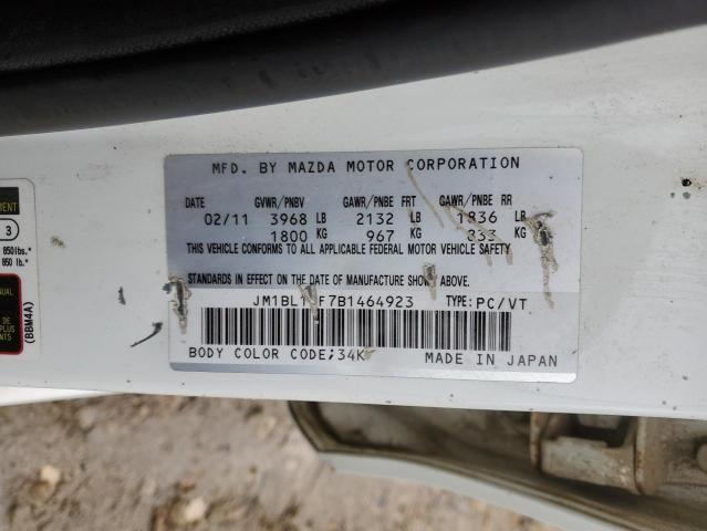 JM1BL1UF7B1464923 - 2011 MAZDA 3 I WHITE photo 12