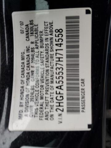 2HGFA55537H714558 - 2007 HONDA CIVIC SI BLACK photo 13