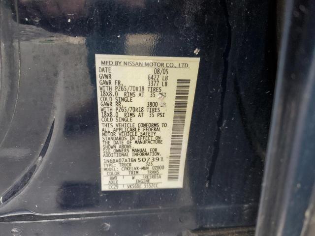 1N6BA07A36N507391 - 2006 NISSAN TITAN XE 蓝色 照片 12