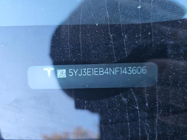 5YJ3E1EB4NF143606 - 2022 TESLA MODEL 3 Синій фото 10