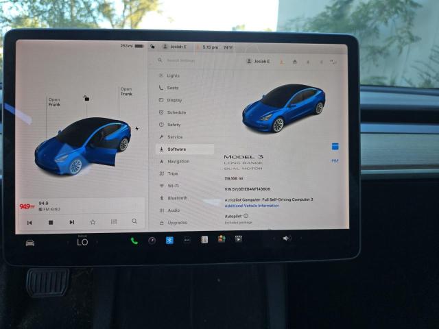 5YJ3E1EB4NF143606 - 2022 TESLA MODEL 3 Синій фото 8