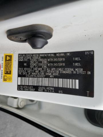 5TDJZRFH4JS830927 - 2018 TOYOTA HIGHLANDER SE Белый фото 13