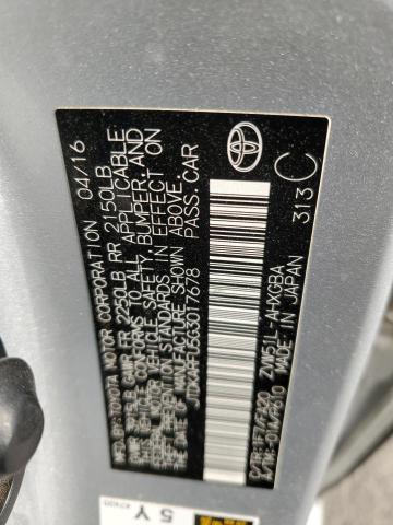 JTDKARFU5G3017678 - 2016 TOYOTA PRIUS 银色 照片 12