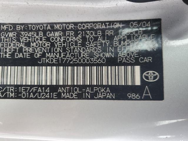 JTKDE177250003560 - 2005 TOYOTA SCION TC ვერცხლისფერი ფოტო 12