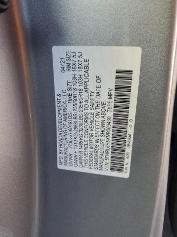 5FNRL6H5XNB009430 - 2022 HONDA ODYSSEY EX SILVER photo 13