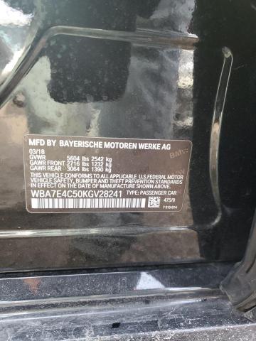 WBA7E4C50KGV28241 - 2019 BMW 740 XI BLACK photo 12