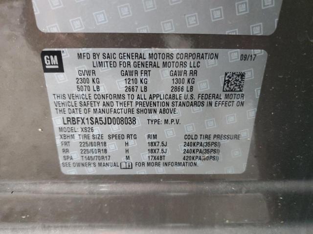 LRBFX1SA5JD008038 - 2018 BUICK ENVISION ESSENCE Բեժ լուսանկար 13