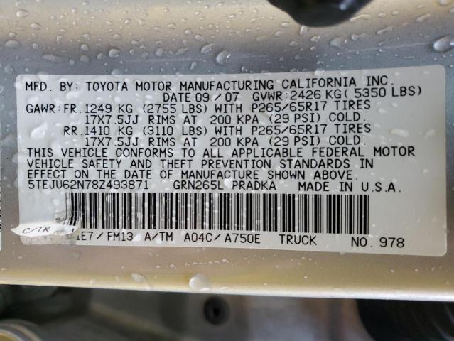 5TEJU62N78Z493871 - 2008 TOYOTA TACOMA DOUBLE CAB PRERUNNER SILVER photo 12