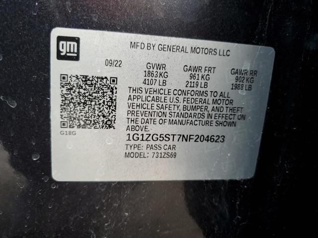 1G1ZG5ST7NF204623 - 2022 CHEVROLET MALIBU RS BLUE photo 12