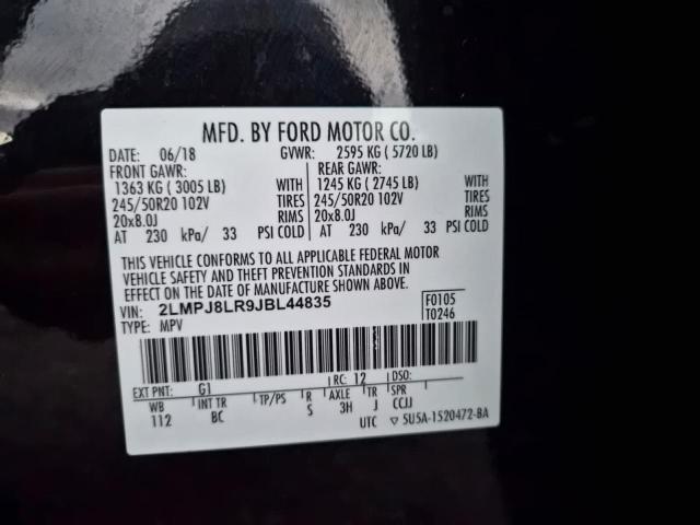 2LMPJ8LR9JBL44835 - 2018 LINCOLN MKX RESERVE Negro foto 10