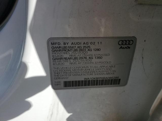 WA1DKBFP6BA086286 - 2011 AUDI Q5 PREMIUM PLUS WHITE photo 13