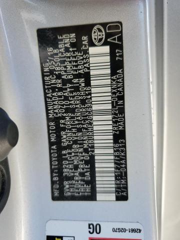 2T1BURHE2GC690416 - 2016 TOYOTA COROLLA L SILVER photo 13