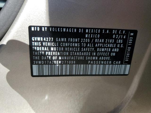 3VWD17AJXEM271096 - 2014 VOLKSWAGEN JETTA SE BEIGE photo 12
