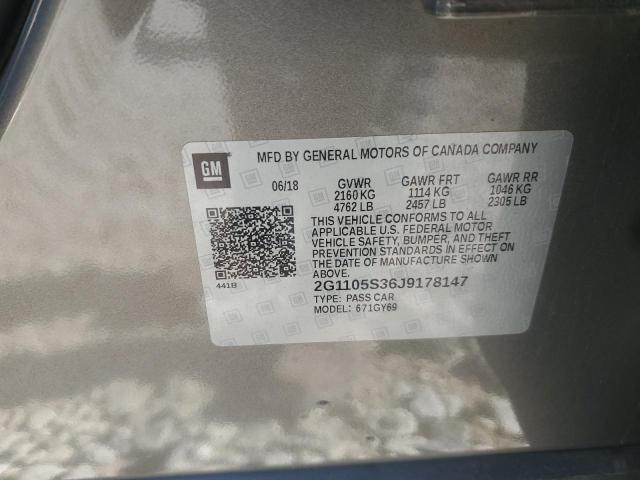 2G1105S36J9178147 - 2018 CHEVROLET IMPALA LT SILVER photo 12