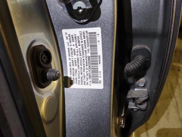 19XFC1F32KE203992 - 2019 HONDA CIVIC EX SILVER photo 12