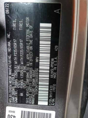 5TDKSKFC6NS069764 - 2022 TOYOTA SIENNA LE GRAY photo 13