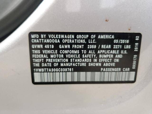 1VWBT7A30GC039761 - 2016 VOLKSWAGEN PASSAT SE SILVER photo 12