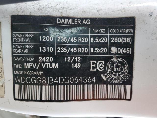 WDCGG8JB4DG064364 - 2013 MERCEDES-BENZ GLK 350 4MATIC WHITE photo 12