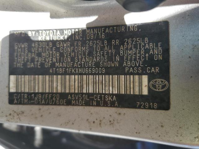 4T1BF1FKXHU669009 - 2017 TOYOTA CAMRY LE SILVER photo 12