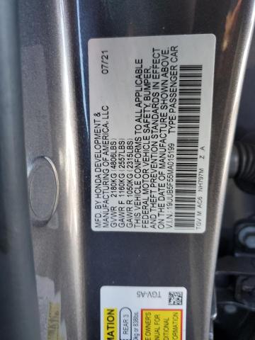 19UUB5F55MA015199 - 2021 ACURA TLX TECH A GRAY photo 12