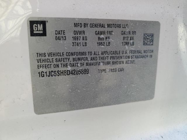 1G1JC5SH8D4205889 - 2013 CHEVROLET SONIC LT Beyaz fotoğraf 12