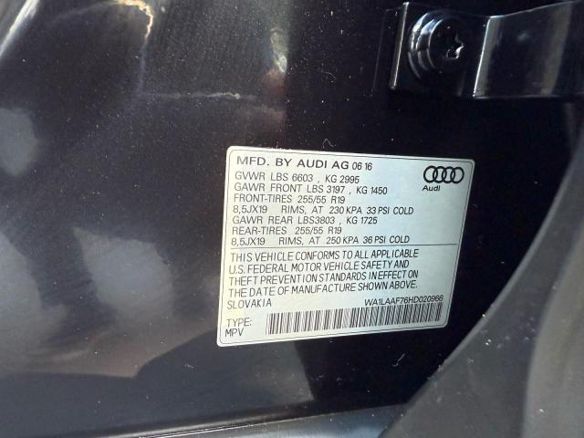 WA1LAAF76HD020966 - 2017 AUDI Q7 PREMIUM PLUS 黑色 照片 10
