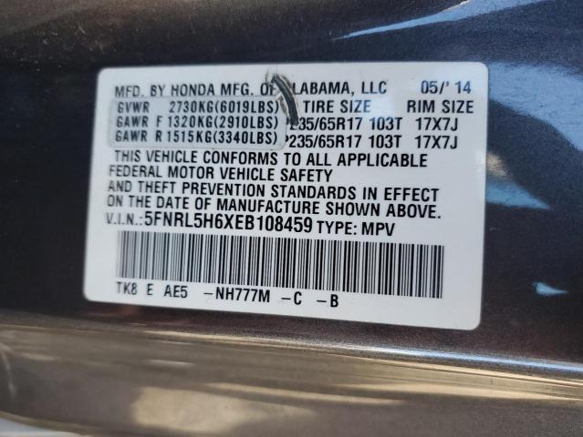 5FNRL5H6XEB108459 - 2014 HONDA ODYSSEY EXL Boz foto 13