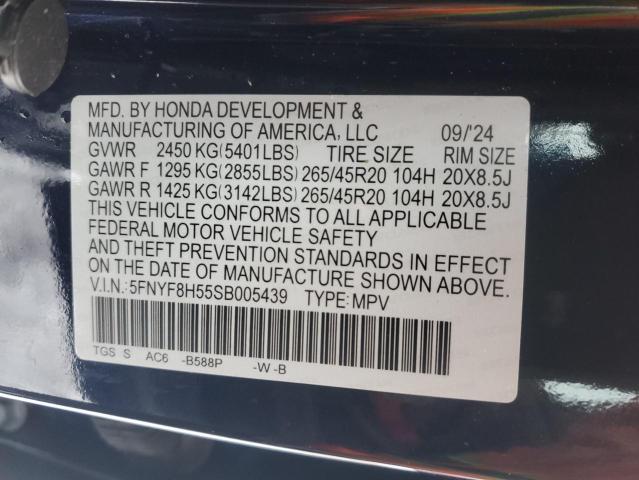 5FNYF8H55SB005439 - 2025 HONDA PASSPORT EXL BLUE photo 13