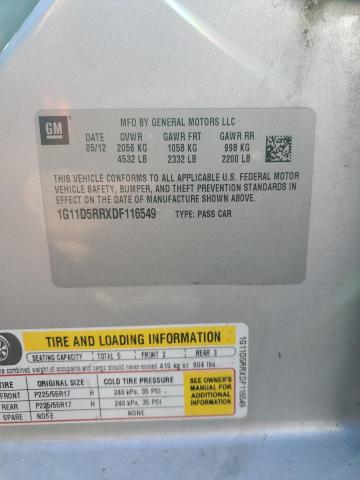 1G11D5RRXDF116549 - 2013 CHEVROLET MALIBU 1LT SILVER photo 12