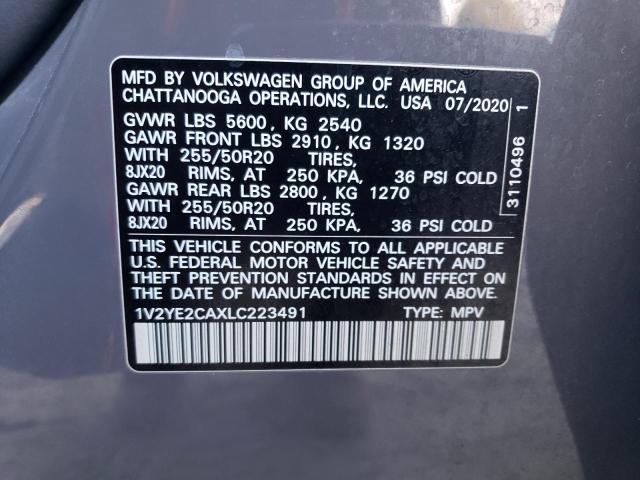 1V2YE2CAXLC223491 - 2020 VOLKSWAGEN ATLAS CROS SE ნაცრისფერი ფოტო 14