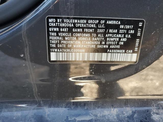 1VWAA7A36JC005896 - 2018 VOLKSWAGEN PASSAT S Gris photo 12