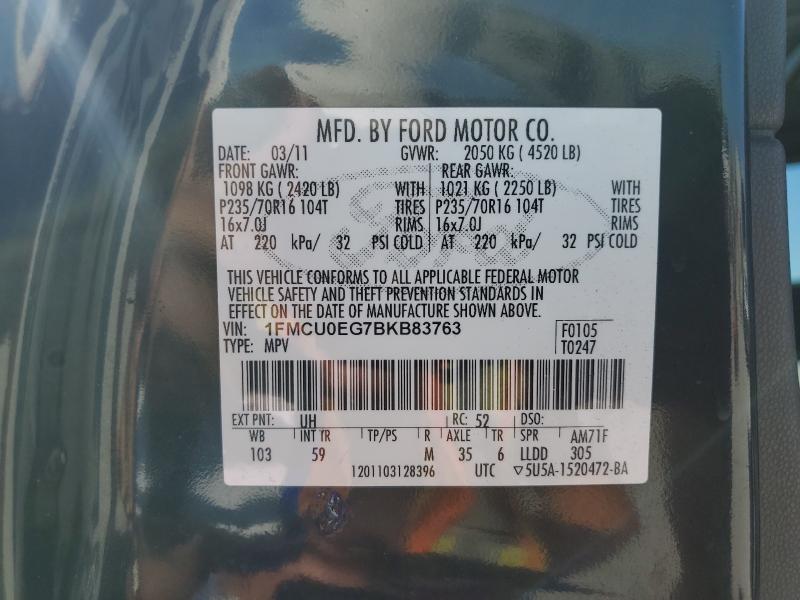 1FMCU0EG7BKB83763 - 2011 FORD ESCAPE LIMITED 黑色 照片 14